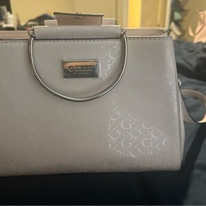 Guess Cream Satchel with Gold Hardware
